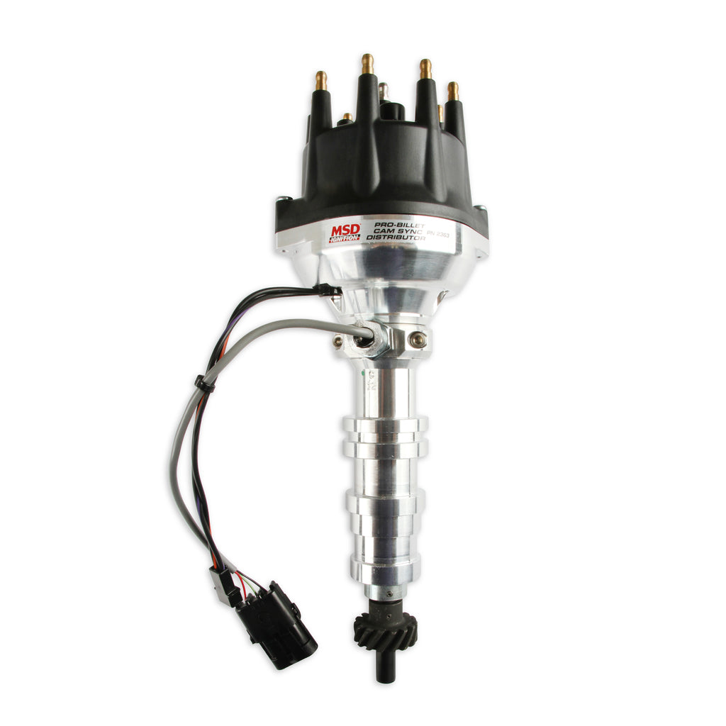 Pro-Billet-Cam-Sync-Distributor,-Ford-Fe,-Steel-Gear