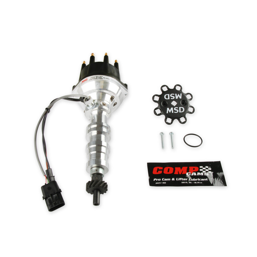Pro-Billet-Cam-Sync-Distributor,-Ford-Fe,-Steel-Gear