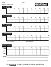 Load image into Gallery viewer, QUICKCAR RACING PRODUCTS 51-235 Time Organizer Sheets 100 Lap (50PK)