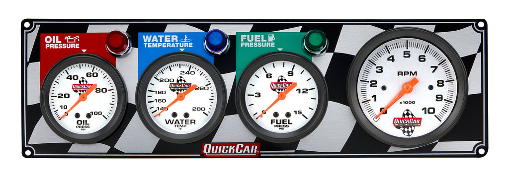 QUICKCAR RACING PRODUCTS 61-60423 Gauge Panel OP/WT/FP w/Tach