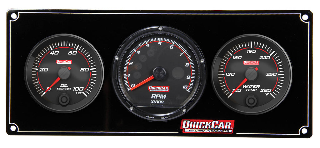 QUICKCAR RACING PRODUCTS 69-2031 Redline 2-1 Gauge Panel OP/WT w/Recall Tach