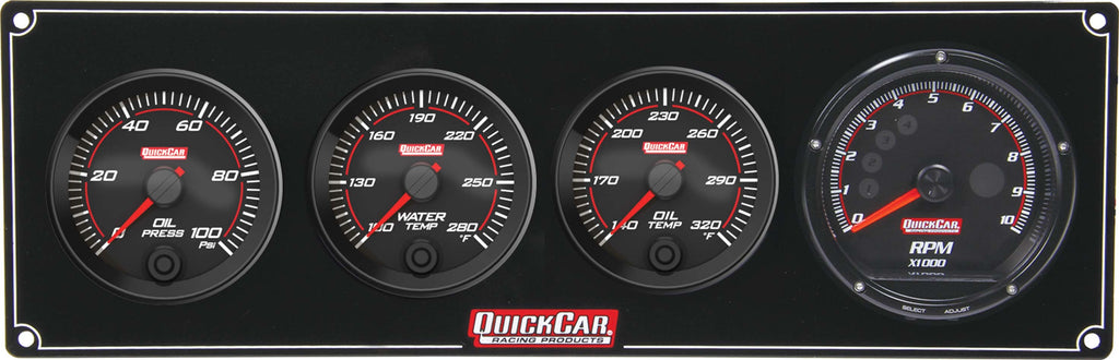 QUICKCAR RACING PRODUCTS 69-3041 Redline 3-1 Gauge Panel OP/WT/OT w/Recall Tach