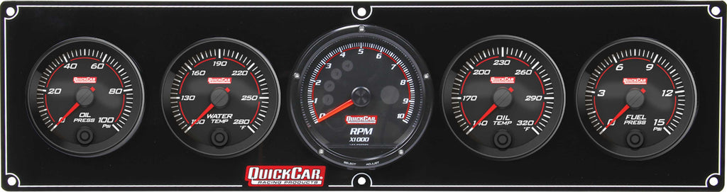 QUICKCAR RACING PRODUCTS 69-4051 Redline 4-1 Gauge Panel OP/WT/OT/FP w/Recall Tac