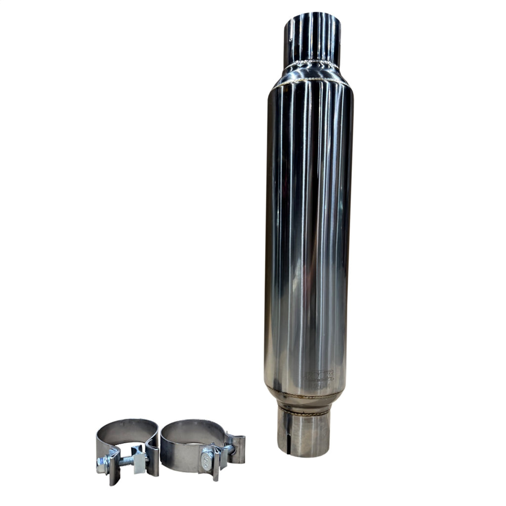 Kooks Custom Headers R250-14-CI 2-1/2in. Round Clamp In Muffler 14in. Long. Polished Stainless Steel.