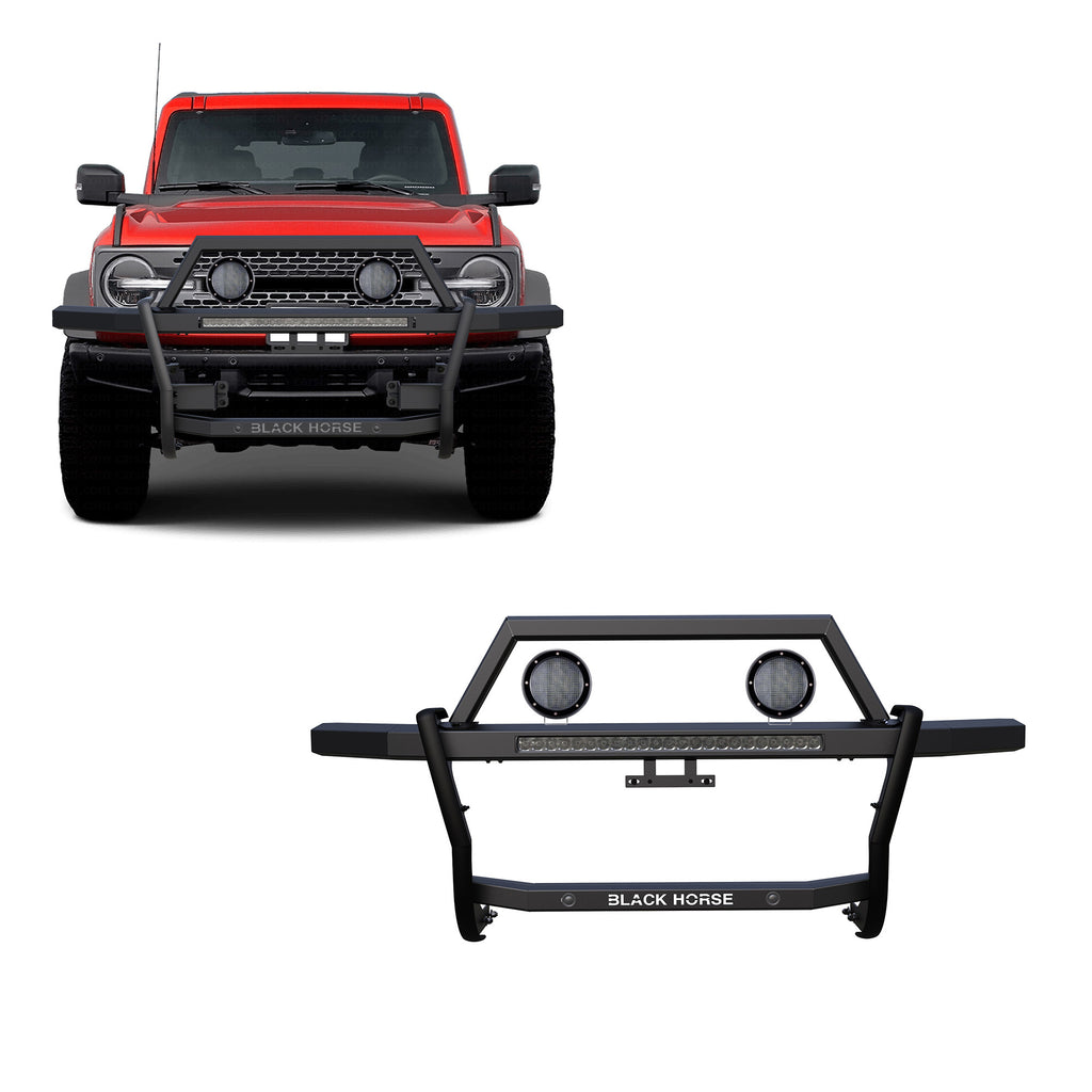 Black Horse Off Road RAGF20-K1PLFB Rambler Grille Guard Kit for Select Ford Bronco