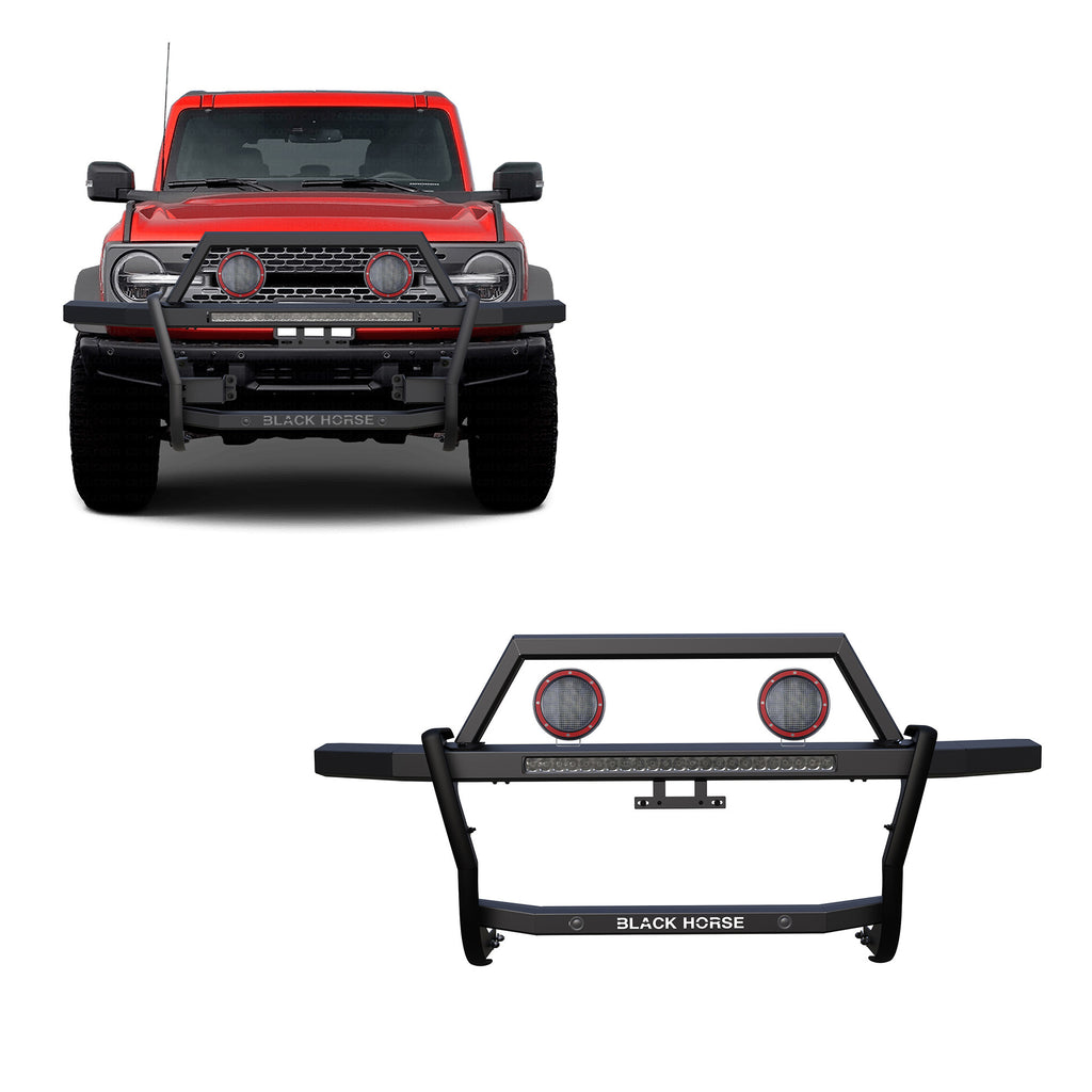 Black Horse Off Road RAGF20-K1PLFR Rambler Grille Guard Kit for Select Ford Bronco