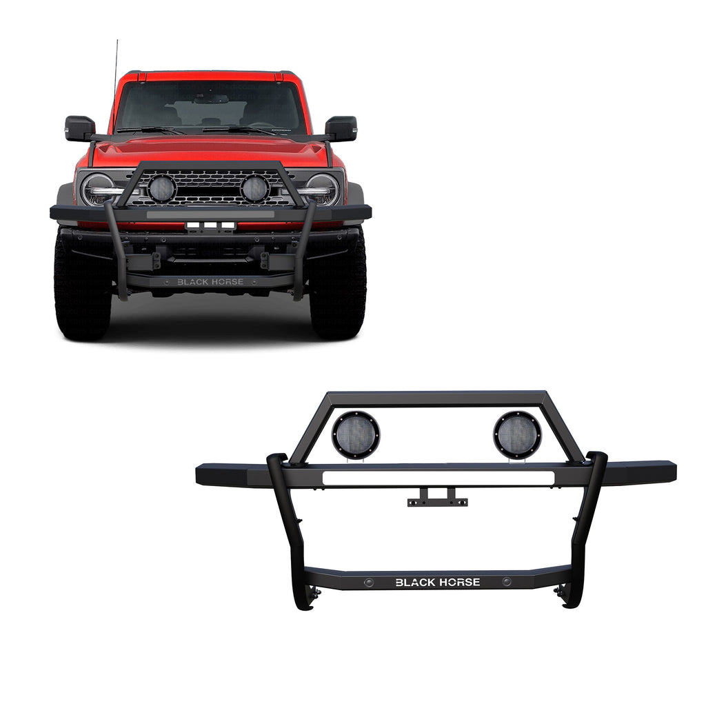 Black Horse Off Road RAGF20-PLFB Rambler Grille Guard Kit for Select Ford Bronco