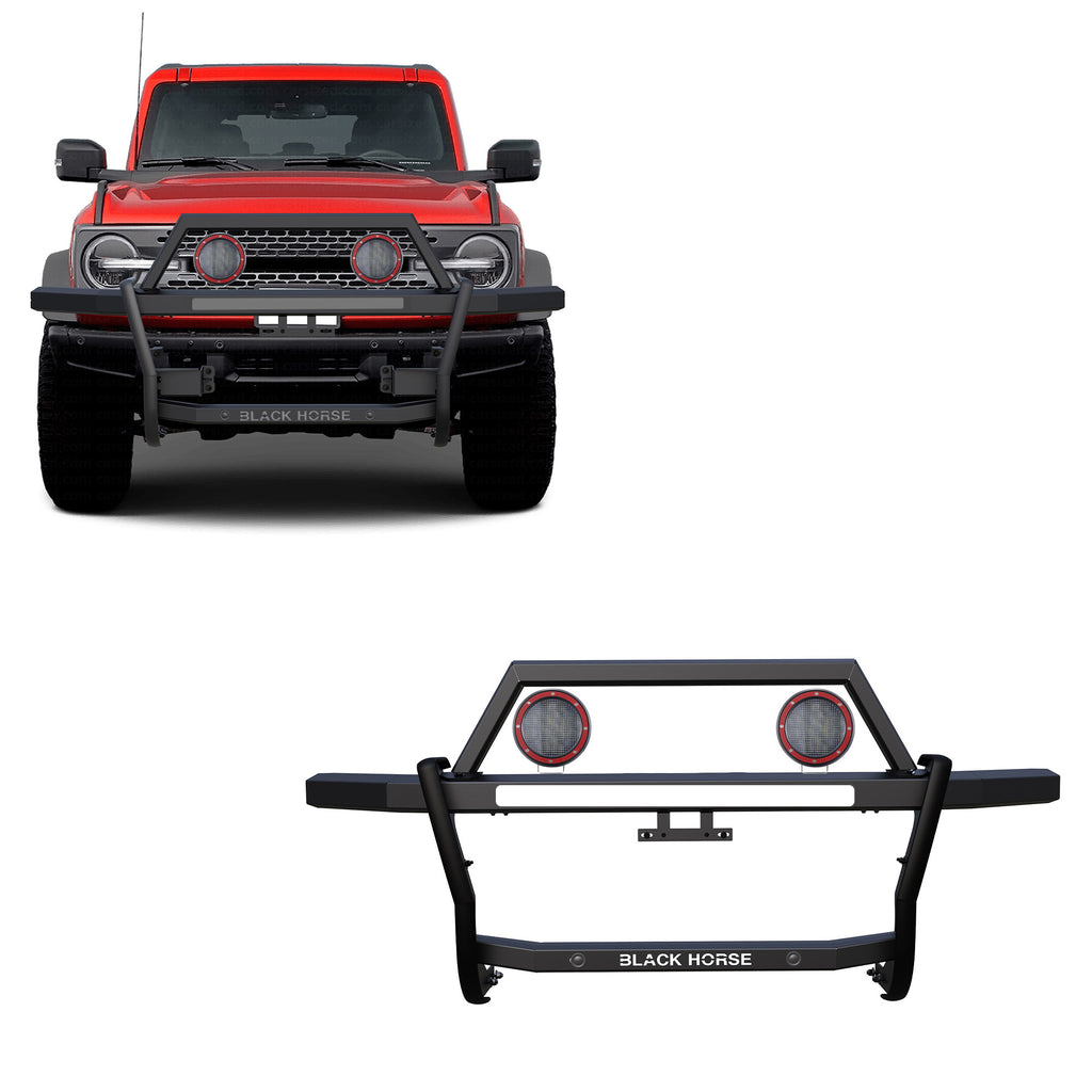 Black Horse Off Road RAGF20-PLFR Rambler Grille Guard Kit for Select Ford Bronco