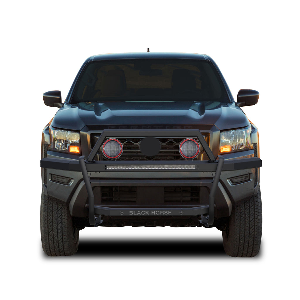 Black Horse Off Road RAGN01-K1PLFR Rambler Grille Guard Kit for Select Nissan Frontier