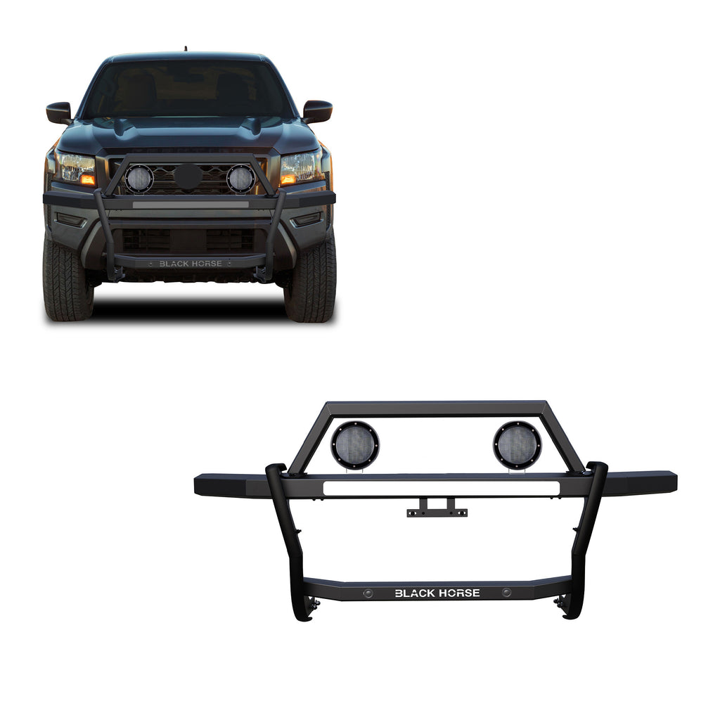 Black Horse Off Road RAGN01-PLFB Rambler Grille Guard Kit for Select Nissan Frontier
