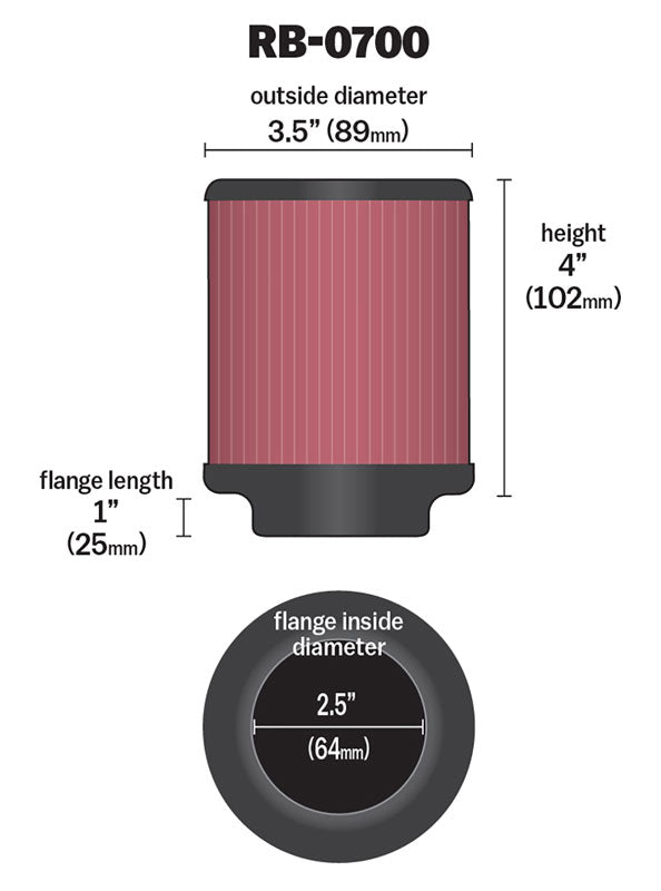K&N RB-0700 Universal Clamp-On Air Filter