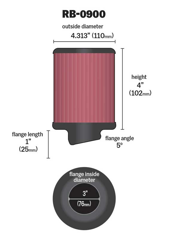 K&N RB-0900 Universal Clamp-On Air Filter