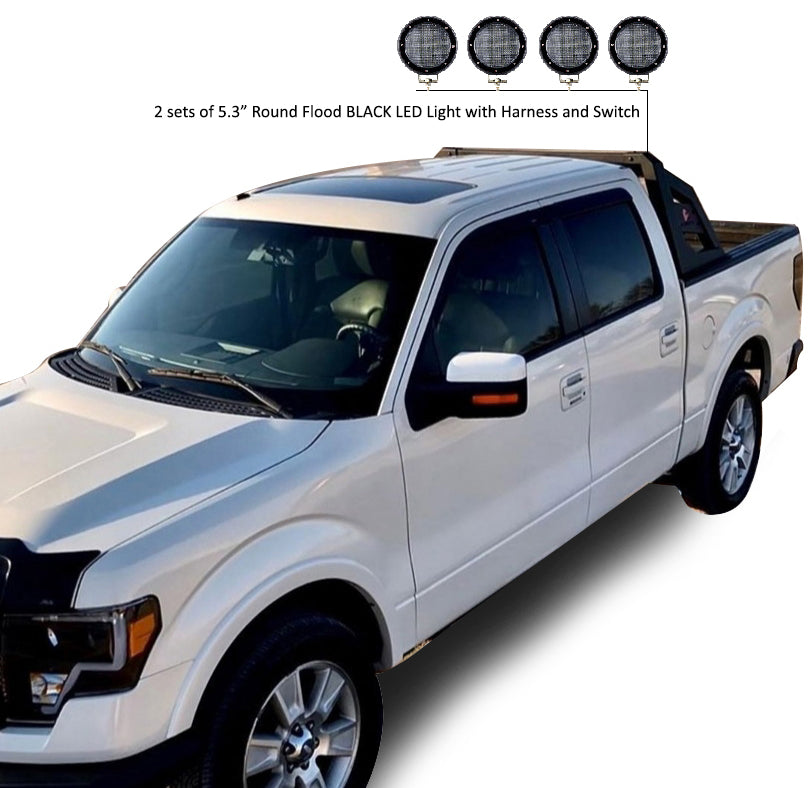 Black Horse Off Road RB-AR1B-PLFB Armour Roll Bar Kit for Select Chevrolet Silverado 1500, Chevrolet Silverado HD, Chevrolet Silverado 3500, Chevrolet Silverado HD, Dodge Ram 1500, Dodge Ram 2500, Dodge Ram 3500, Ford F-150, GMC Sierra 1500, GMC Sierra