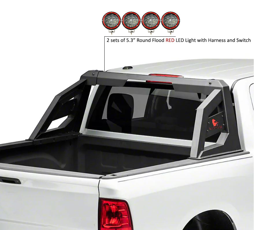 Black Horse Off Road RB-AR1B-PLFR Armour Roll Bar Kit for Select Chevrolet Silverado 1500, Chevrolet Silverado HD, Chevrolet Silverado 3500, Chevrolet Silverado HD, Dodge Ram 1500, Dodge Ram 2500, Dodge Ram 3500, Ford F-150, GMC Sierra 1500, GMC Sierra