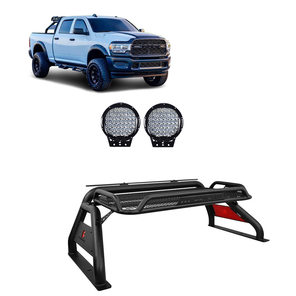 Black Horse Off Road RB-BA1B-PL69B Atlas Roll Bar Kit for Select Chevrolet Silverado 1500, Chevrolet Silverado HD, Chevrolet Silverado 3500, Chevrolet Silverado HD, Dodge Ram 1500, Dodge Ram 2500, Dodge Ram 3500, Ford F-150, GMC Sierra 1500, GMC Sierra