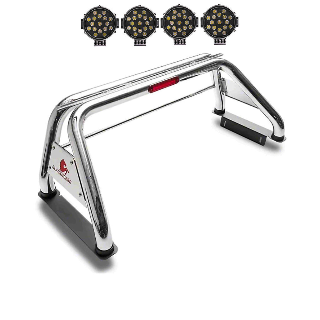 Black Horse Off Road RB001SS-PLB Classic Roll Bar Kit for Select Chevrolet Silverado 1500, Chevrolet Silverado HD, Chevrolet Silverado 3500, Chevrolet Silverado HD, Dodge Ram 1500, Dodge Ram 2500, Dodge Ram 3500, Ford F-150, GMC Sierra 1500, GMC Sierra