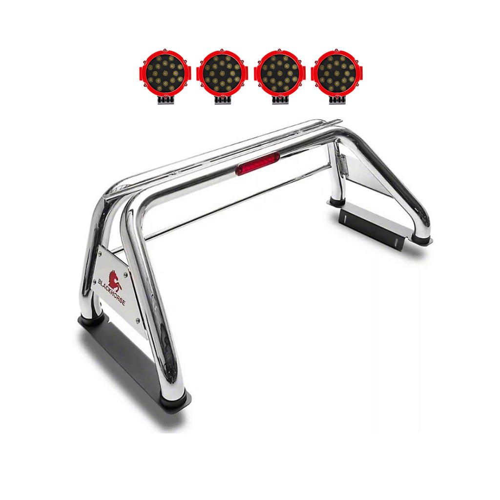 Black Horse Off Road RB001SS-PLR Classic Roll Bar Kit for Select Chevrolet Silverado 1500, Chevrolet Silverado HD, Chevrolet Silverado 3500, Chevrolet Silverado HD, Dodge Ram 1500, Dodge Ram 2500, Dodge Ram 3500, Ford F-150, GMC Sierra 1500, GMC Sierra
