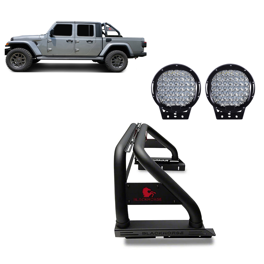 Black Horse Off Road RB09BK-PL69B Classic Roll Bar Kit for Select Jeep Gladiator