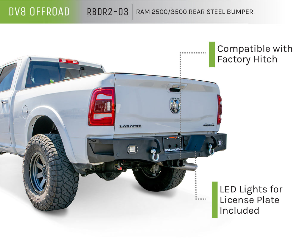 DV8 Offroad RBDR2-03 RBDR2-03 10-21 RAM 2500/3500 REAR BUMPER WITH CORNER FOOTSTEPS AND LED LIGHTS for Select Ram