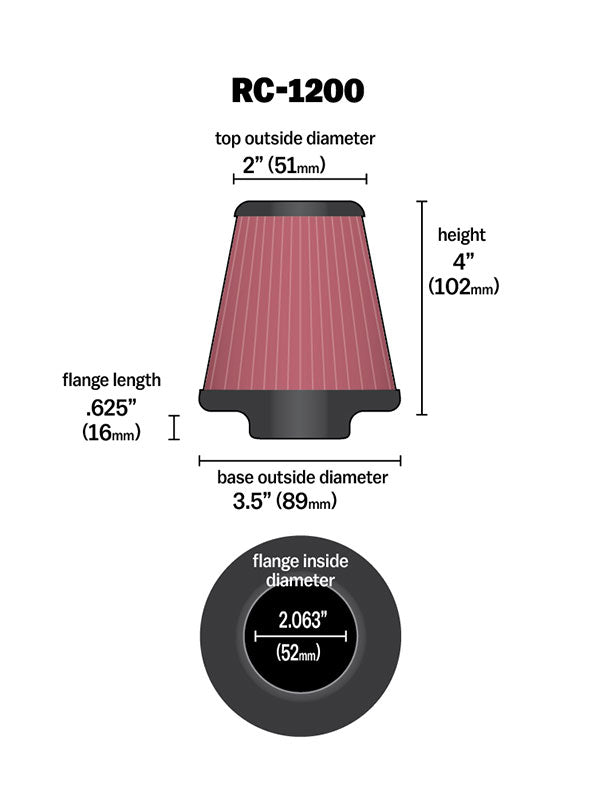 K&N RC-1200 Universal Clamp-On Air Filter