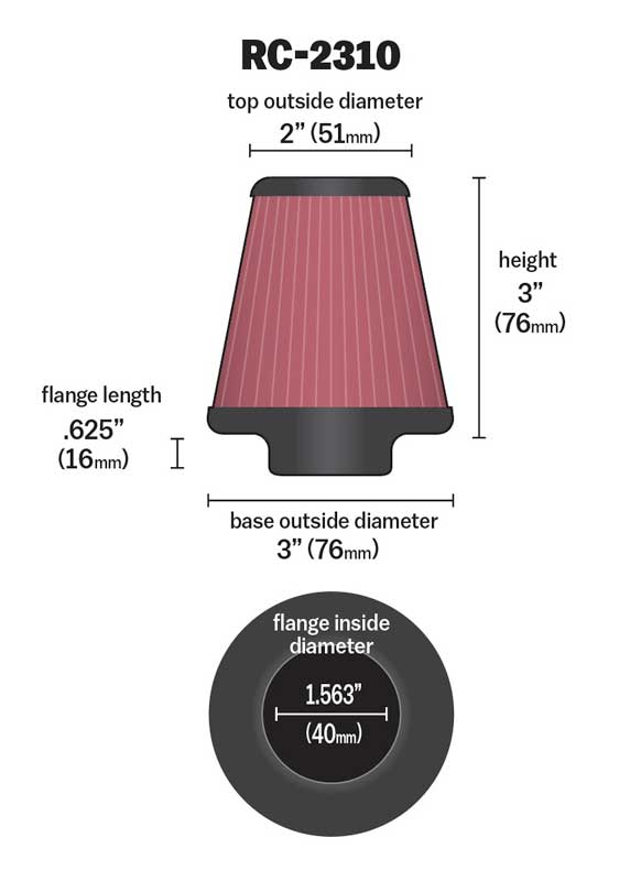 K&N RC-2310 Universal Clamp-On Air Filter