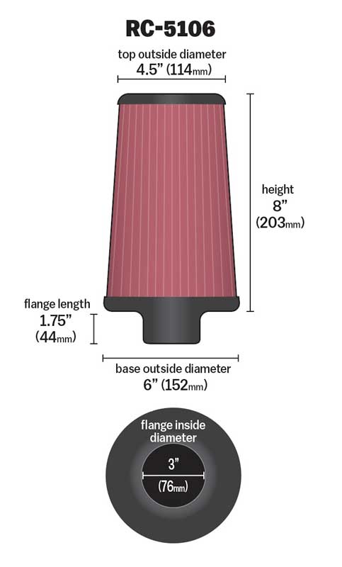 K&N RC-5106 Universal Clamp-On Air Filter