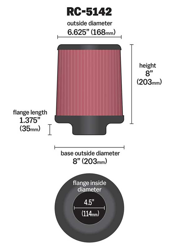 K&N RC-5142 Universal Clamp-On Air Filter