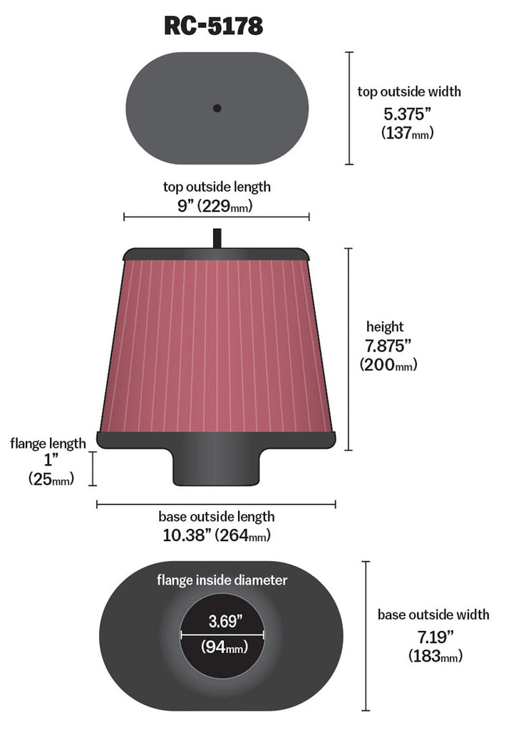 K&N RC-5178 Oval Universal Air Filter
