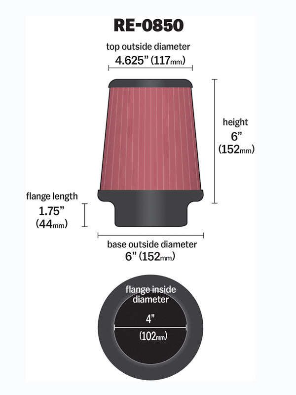 K&N RE-0850 Universal Clamp-On Air Filter