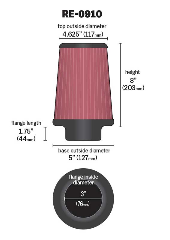 K&N RE-0910 Universal Clamp-On Air Filter
