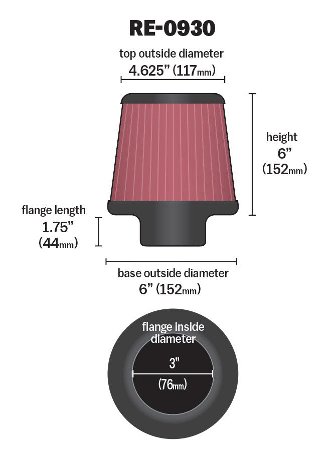 K&N RE-0930 Universal Clamp-On Air Filter