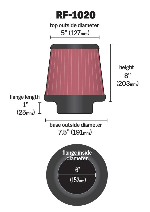 K&N RF-1020 Universal Clamp-On Air Filter