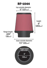 Load image into Gallery viewer, K&amp;N RF-1044 Universal Clamp-On Air Filter