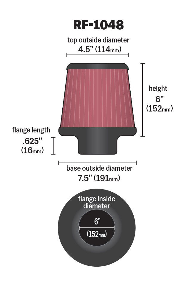 K&N RF-1048 Universal Clamp-On Air Filter