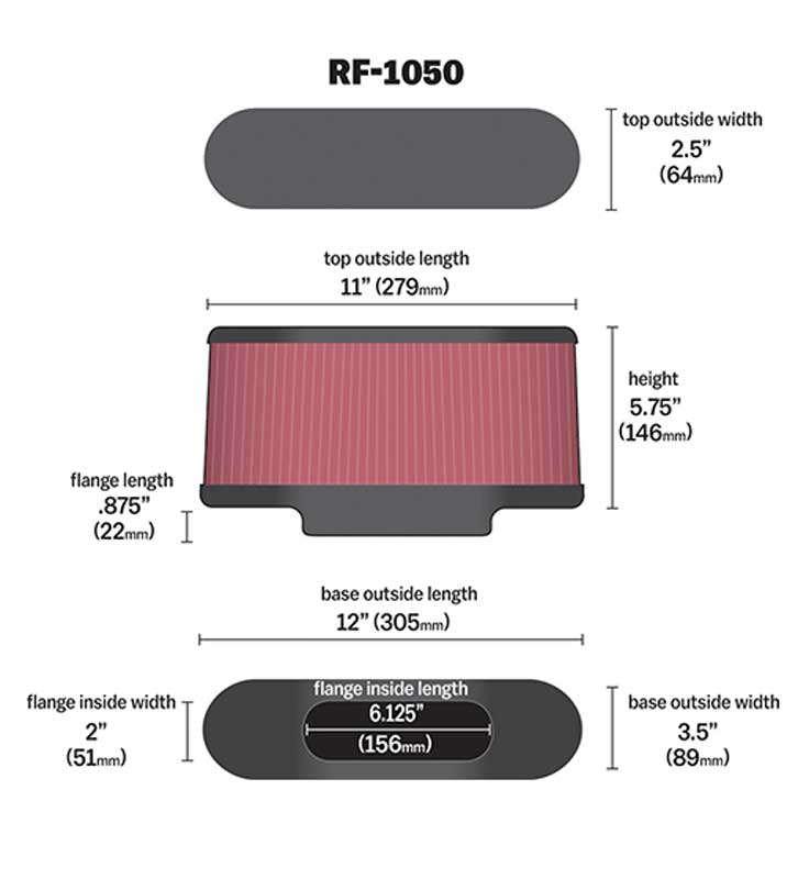 K&N RF-1050 Universal Air Filter - Carbon Fiber Top