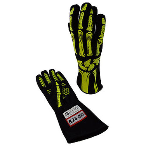RJS SAFETY 600090150 Single Layer Yellow Skeleton Gloves Large