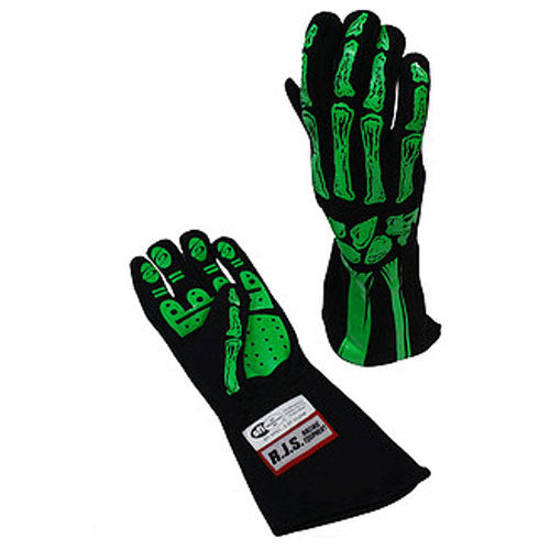 RJS SAFETY 600090158 Double Layer Lime Green Skeleton Gloves Large