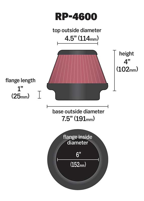 K&N RP-4600 Universal Air Filter - Carbon Fiber Top