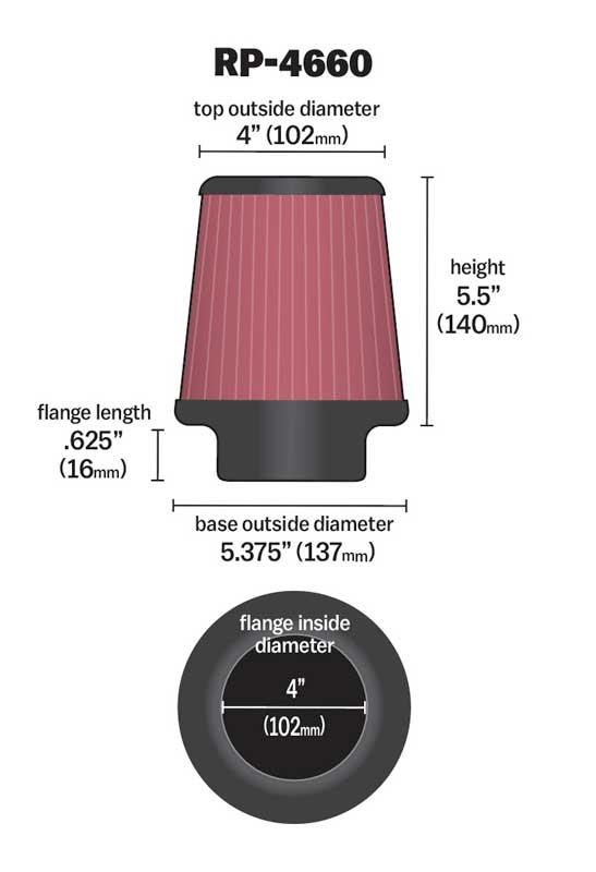 K&N RP-4660 Universal Air Filter - Carbon Fiber Top