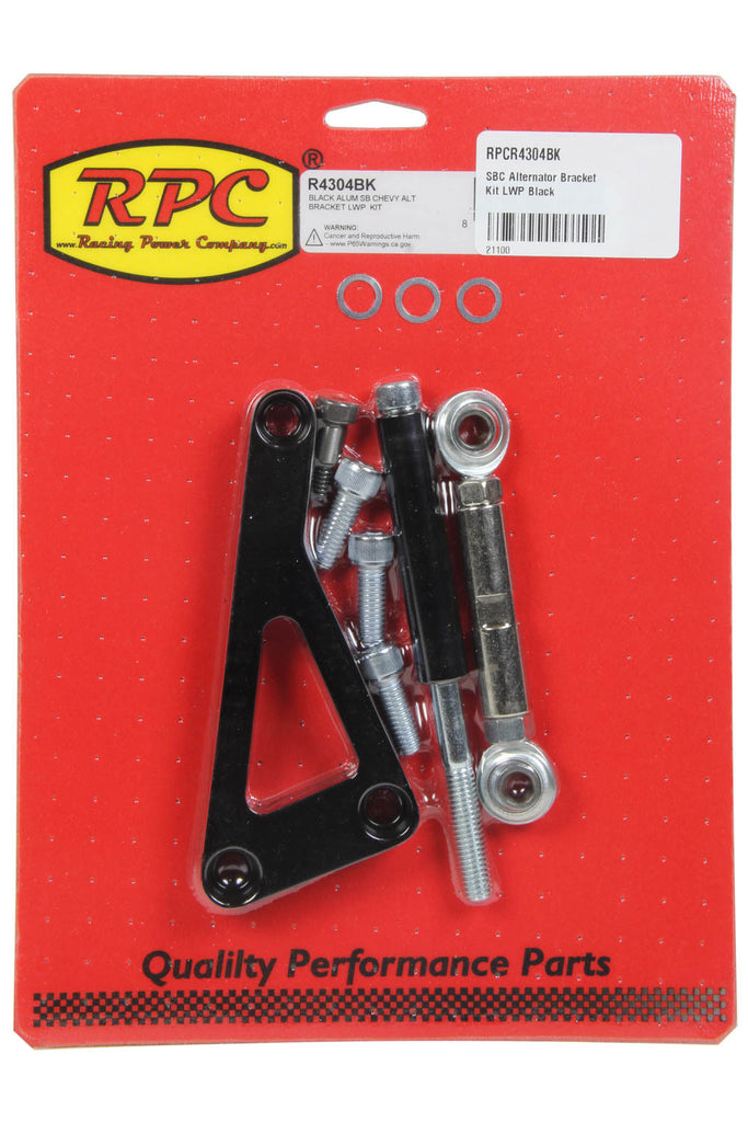 RACING POWER CO-PACKAGED R4304BK SBC Alternator Bracket Kit LWP Black