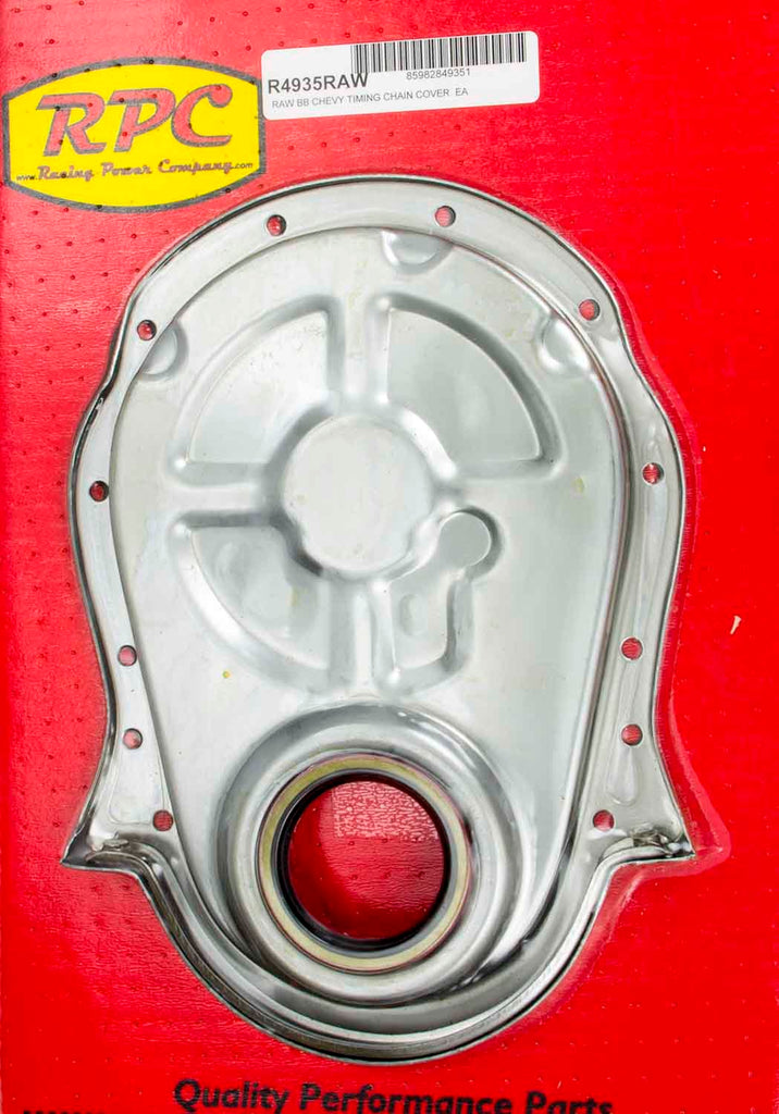 RACING POWER CO-PACKAGED R4935RAW BBC Steel Timing Chain Cover Unplated