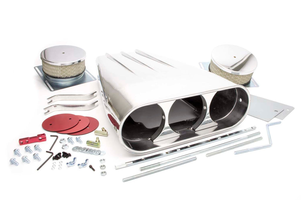 RACING POWER CO-PACKAGED R5239 Streetscoop Polished Finned Dual 4 Barrel