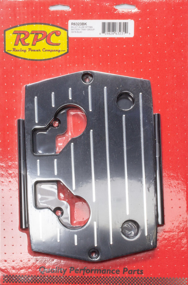 RACING POWER CO-PACKAGED R6323BK Optima Alum Ball Milled Battery Tray Black