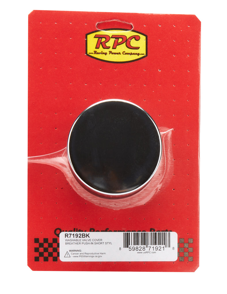 RACING POWER CO-PACKAGED R7192BK Valve Cover Breather Push In Short Black Each