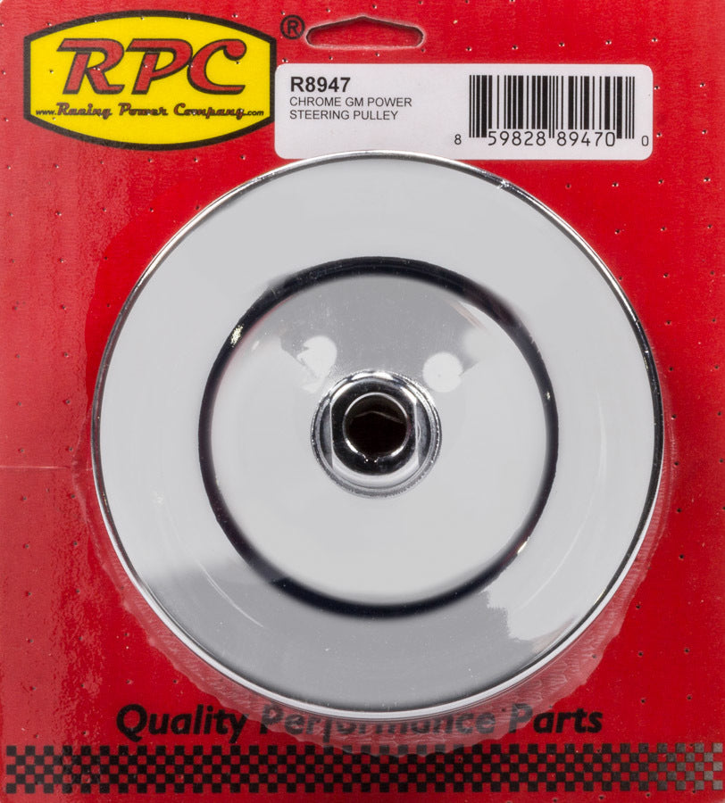 RACING POWER CO-PACKAGED R8947 GM Power Steering Pulley 2 Groove Chrome