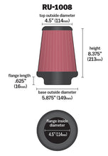 Load image into Gallery viewer, K&amp;N RU-1008 Universal Clamp-On Air Filter