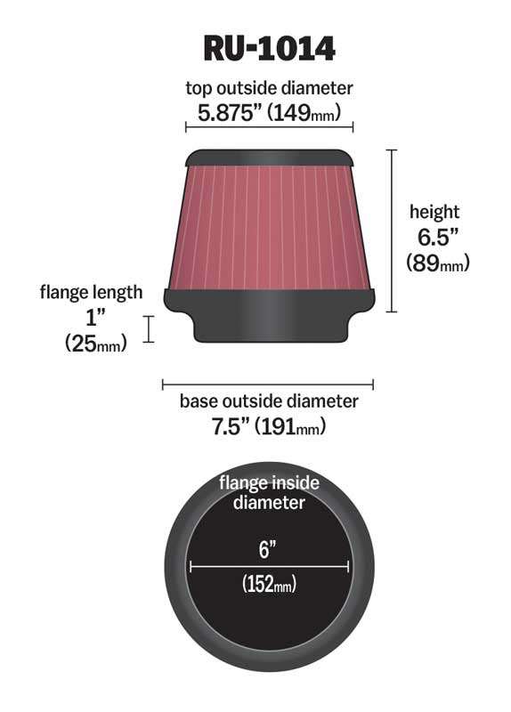 K&N RU-1014 Universal Clamp-On Air Filter