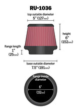 Load image into Gallery viewer, K&amp;N RU-1036 Universal Clamp-On Air Filter