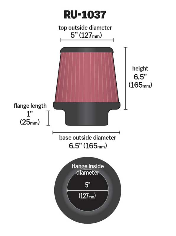 K&N RU-1037 Universal Clamp-On Air Filter