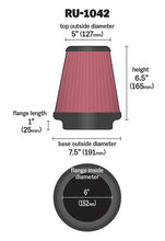 Load image into Gallery viewer, K&amp;N RU-1042 Universal Clamp-On Air Filter